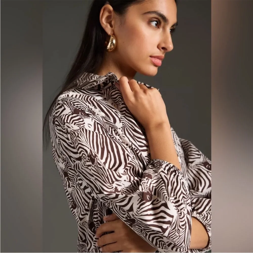 *NWT* ANTHROPOLOGIE THE BETTINA TIERED SHIRT DRESS BY MAEVE - Picture 2 of 7